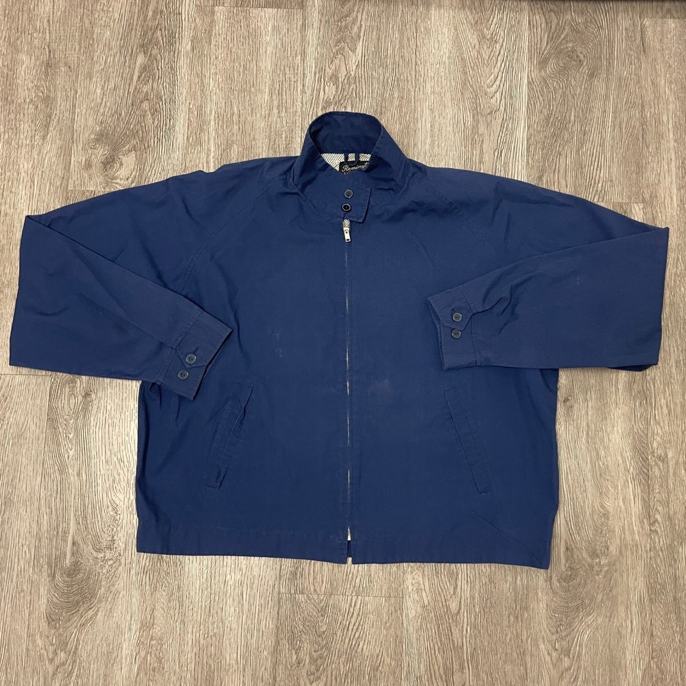 VTG Remington Harrington Jacket Mens XL Blue Perma Press James Dean Polo Ralph